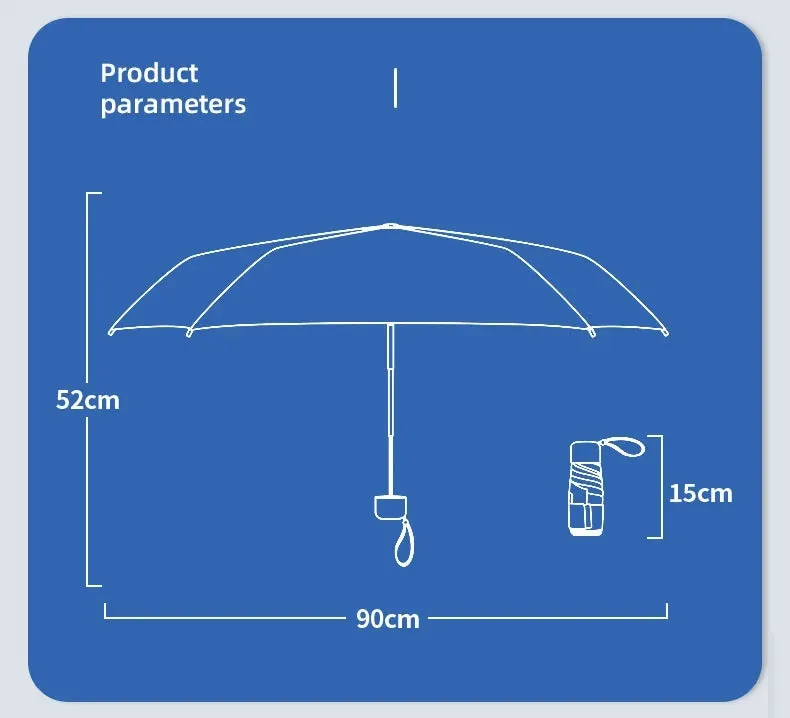 ☀️ UPF50  Mini Folding Umbrella – Ultra-Compact, UV-Protective & Waterproof for Travel & Everyday Use! ☔✨