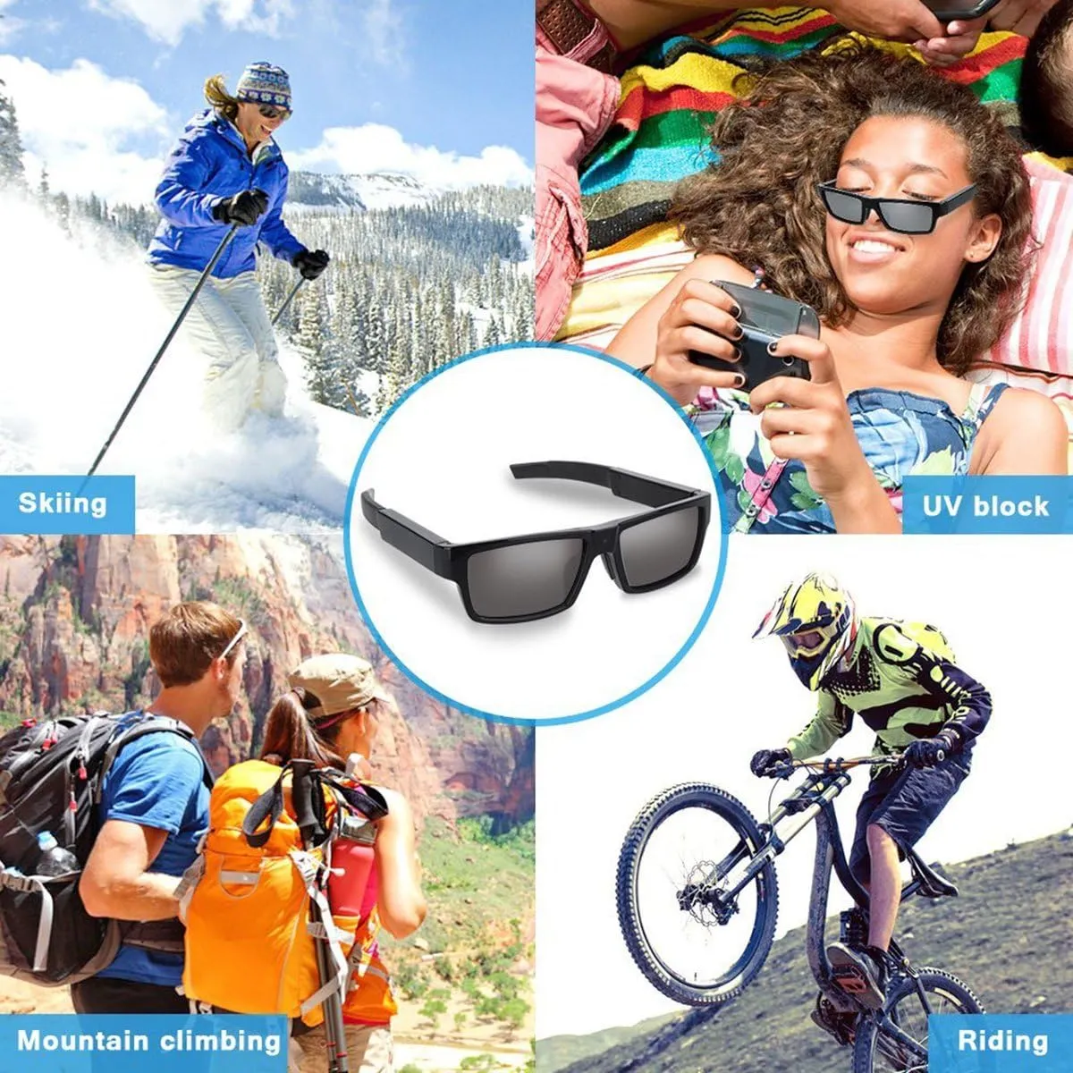 1080P HD Camera Glasses Video Recording Glasses Hands-Free Eyewear Camera for Outdoor Sports, Travel, and Adventures Built-in 32GB TF Card