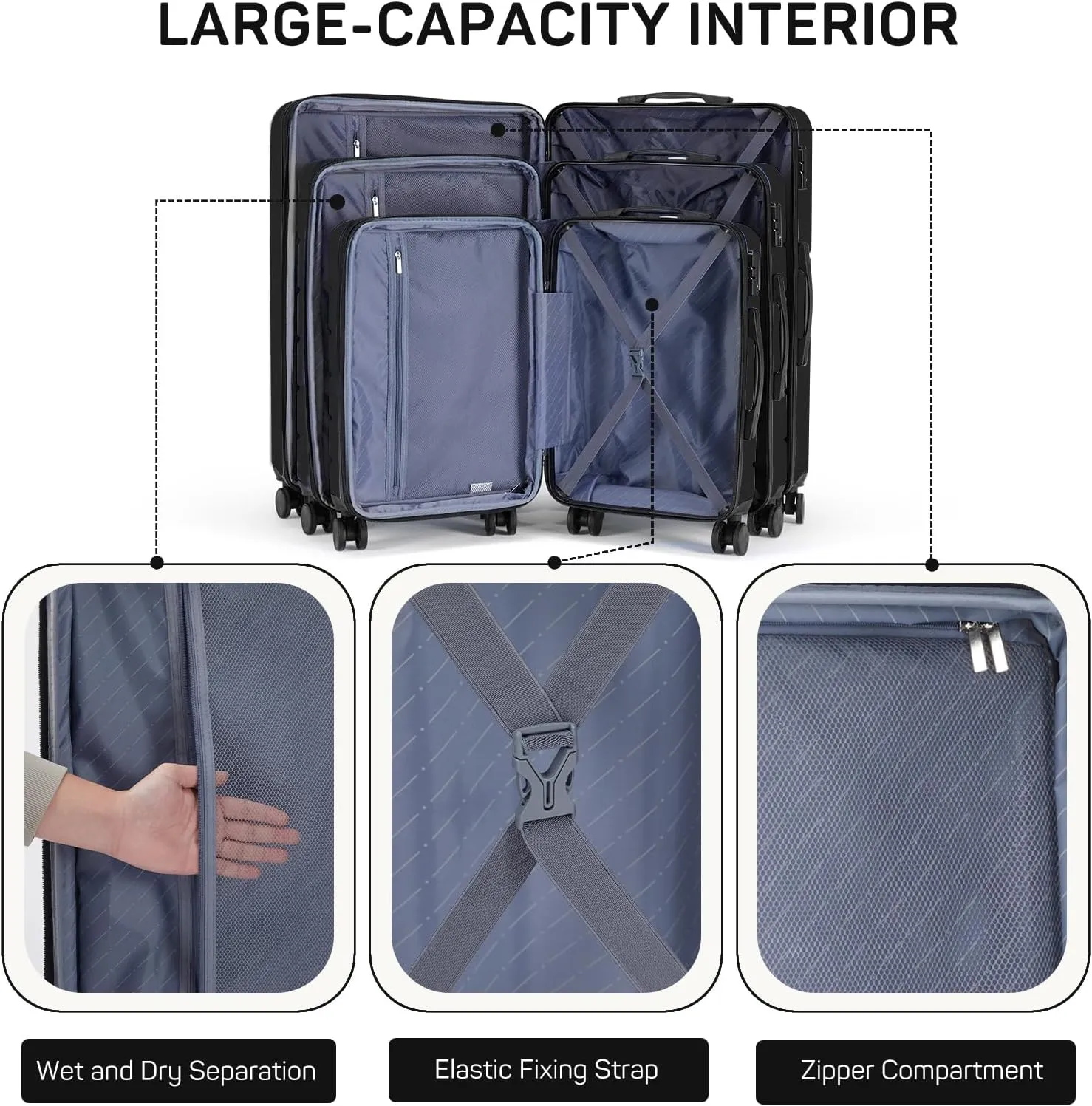 24 Inch Expandable Hard Shell Rolling Luggage