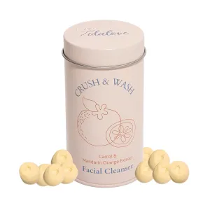 3-in-1 Solid Facial Cleanser, Exfoliator, and Wash-off Mask - Vegan, Cruelty-Free, Plastic-Free, Travel-Friendly, 1 Month Supply (60 Crushable Tablets) in Tin (Brightening Beans in Tin)