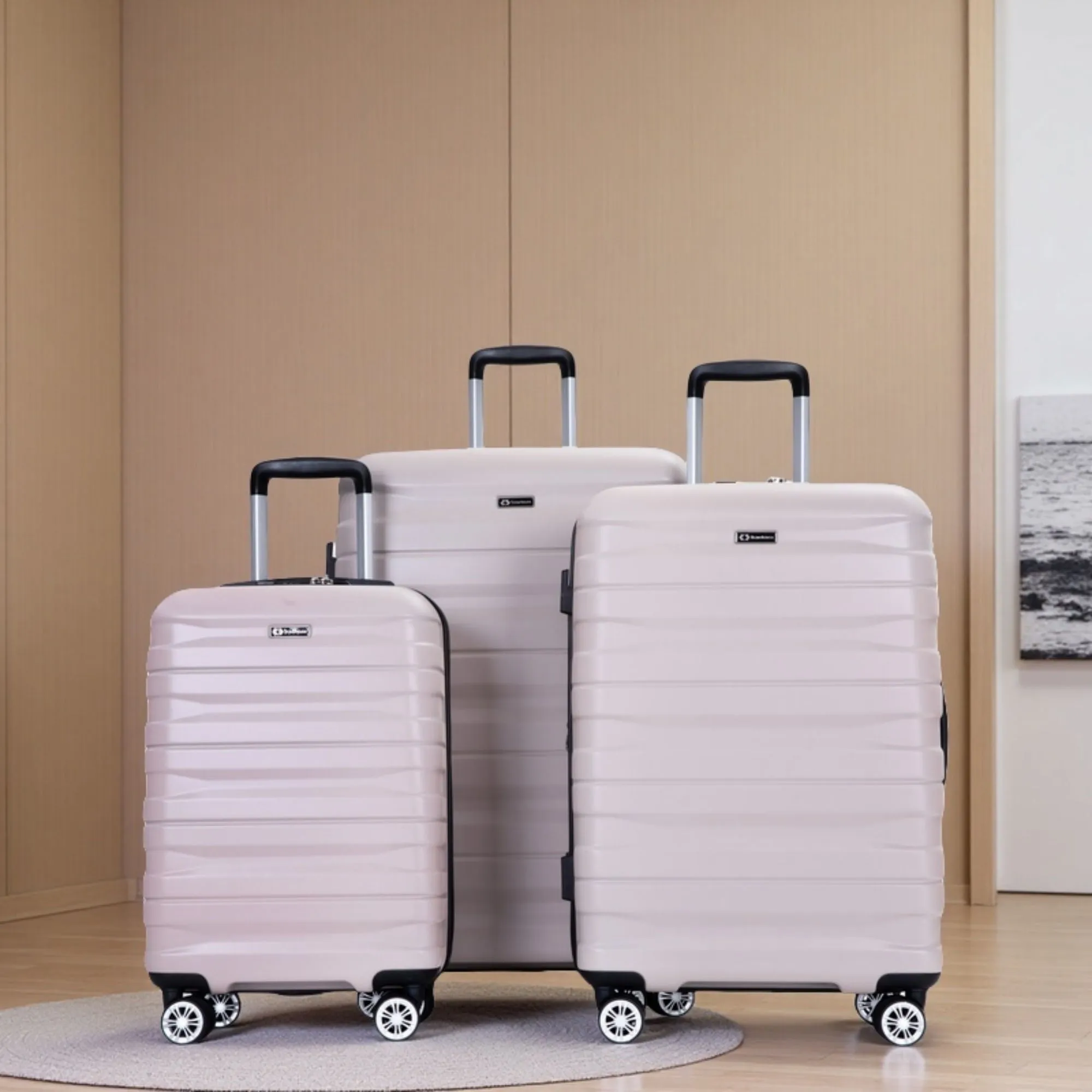 3 Piece Luggage Sets Lightweight & Durable Expandable Suitcase With Two Hooks