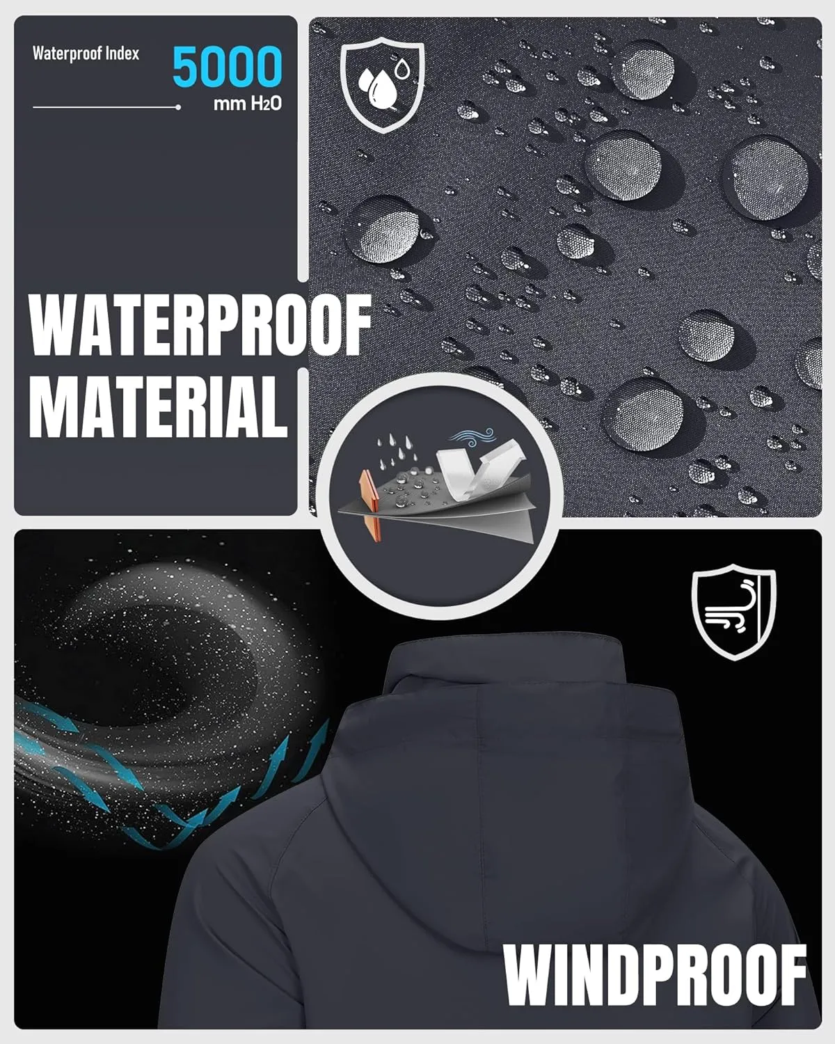 33,000ft Men's Rain Jacket Waterproof Lightweight Raincoat Packable Rain Shell Windbreaker with Hood for Golf Hiking Travel