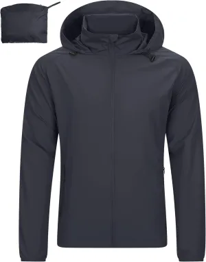 33,000ft Men's Rain Jacket Waterproof Lightweight Raincoat Packable Rain Shell Windbreaker with Hood for Golf Hiking Travel