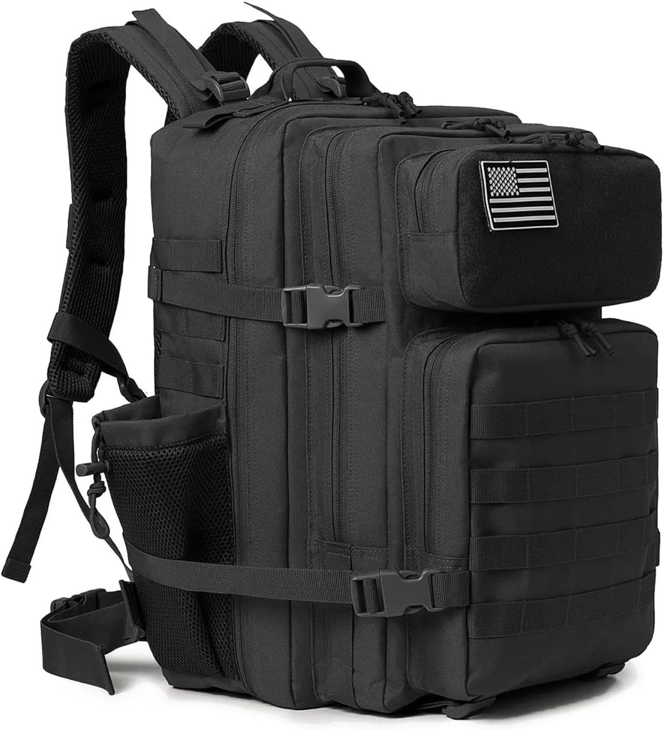 3P Tactical Bag Camouflage Backpack Molle Assault Bag Outdoor Multifunctional Backpack Trekking Camping Large Bag, Black