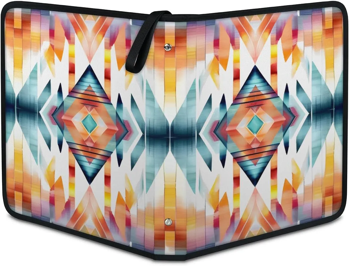 4 Pocket Card Binder, Colorful Explosion 400 Pockets Collector Album with Zipper Trading Card Binder, Aztec Powder Double Sided Pocket Collection Binder