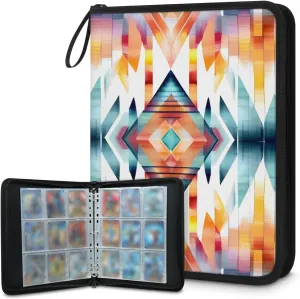 4 Pocket Card Binder, Colorful Explosion 400 Pockets Collector Album with Zipper Trading Card Binder, Aztec Powder Double Sided Pocket Collection Binder