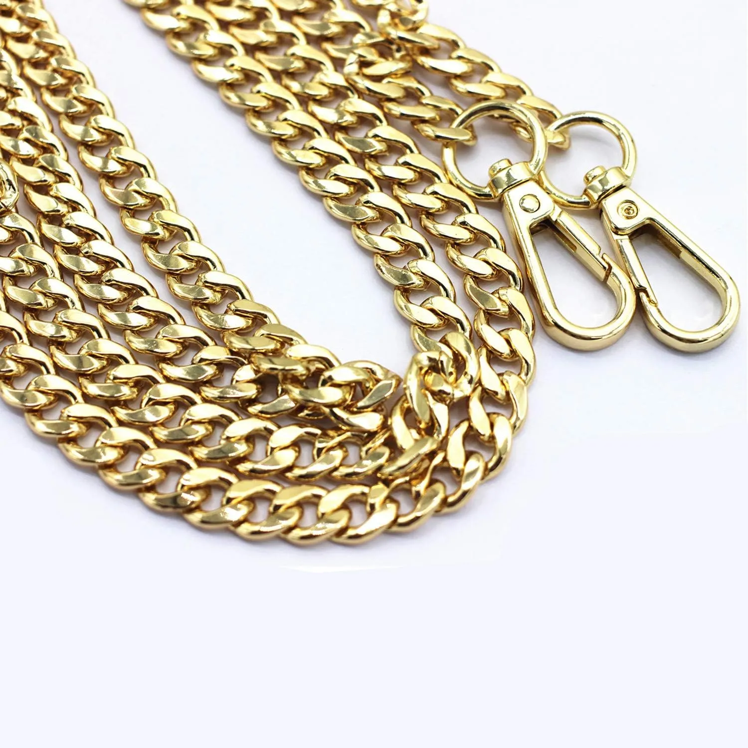 55" DIY Replacement Chains for Handbags Heavy Duty Flat Iron Metal Shoulder Strap Adjustable Purse Crossbody Bag Strap Accessories Decorative Strap for Various Bags (Gold)