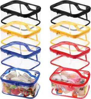 8 Pcs Clear Toy Storage Bag - 9.1 x 6.7 x 3.9 Inch, Waterproof Transparent PVC Toy Organizer Bags with Zipper for Bricks, Board Games, Building Blocks, Puzzles