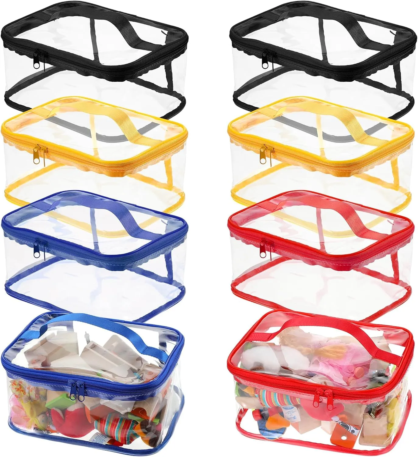 8 Pcs Clear Toy Storage Bag - 9.1 x 6.7 x 3.9 Inch, Waterproof Transparent PVC Toy Organizer Bags with Zipper for Bricks, Board Games, Building Blocks, Puzzles