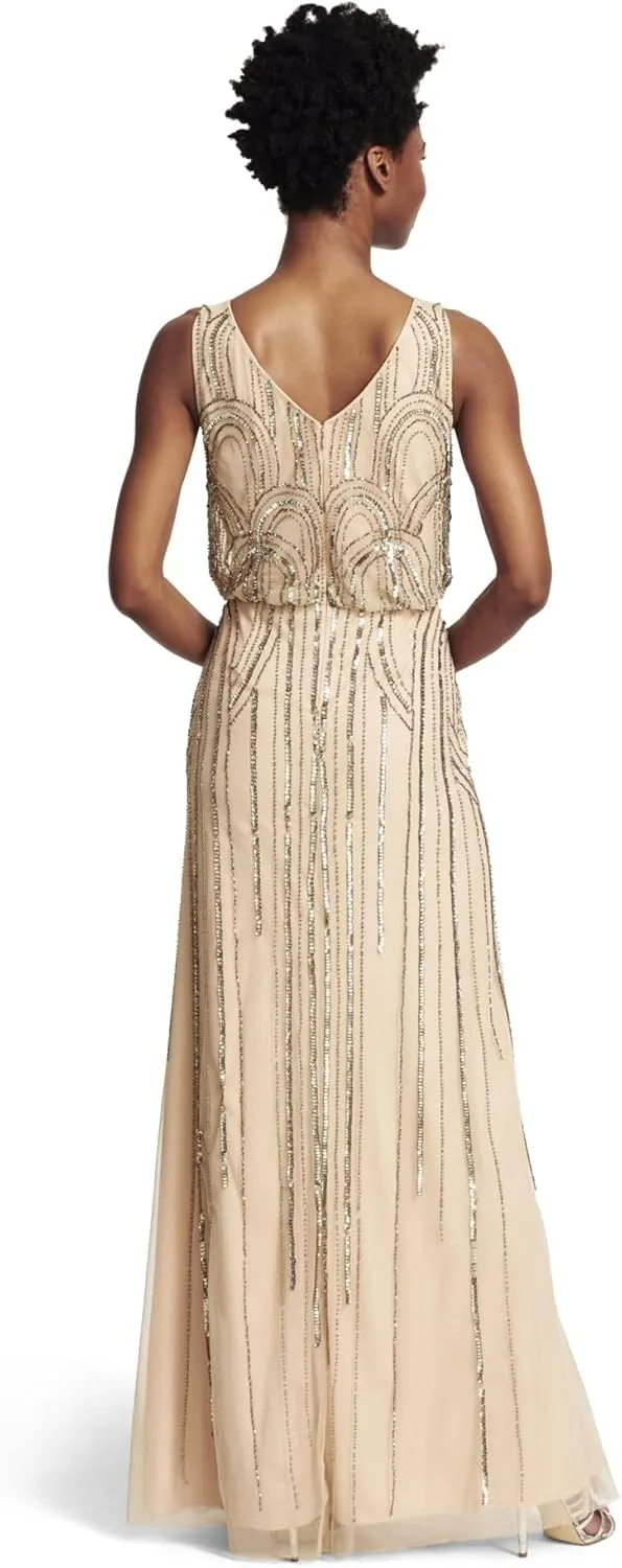 Adrianna Papell Women's Blsn Beaded Art Nouveau