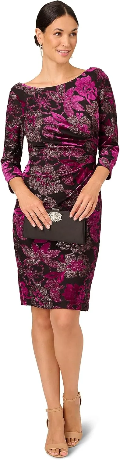 Adrianna Papell Women's Metallic Velvet Cowl Dress
