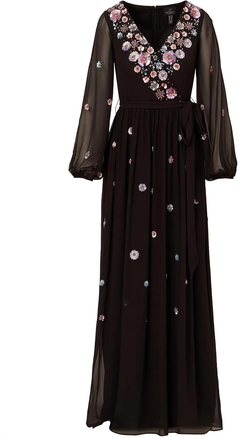 Adrianna Papell womens Plus-size 3/4 Sleeve Beaded Illusion Gown With Sweetheart Neckline