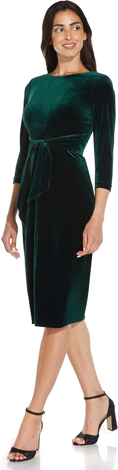 Adrianna Papell Women's Velvet Tie Front Dress