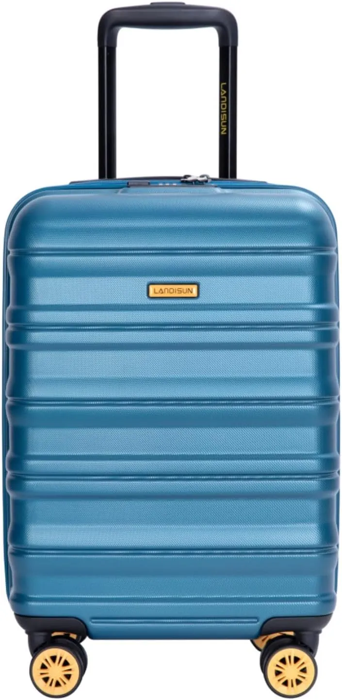 Airline Perfect 18.5" Carry On - Ultra Lightweight Hardshell Suitcase with 360° Spinner Wheels Fits Overhead Bins (Blue   ABS PC)