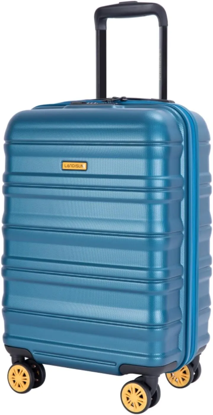 Airline Perfect 18.5" Carry On - Ultra Lightweight Hardshell Suitcase with 360° Spinner Wheels Fits Overhead Bins (Blue   ABS PC)