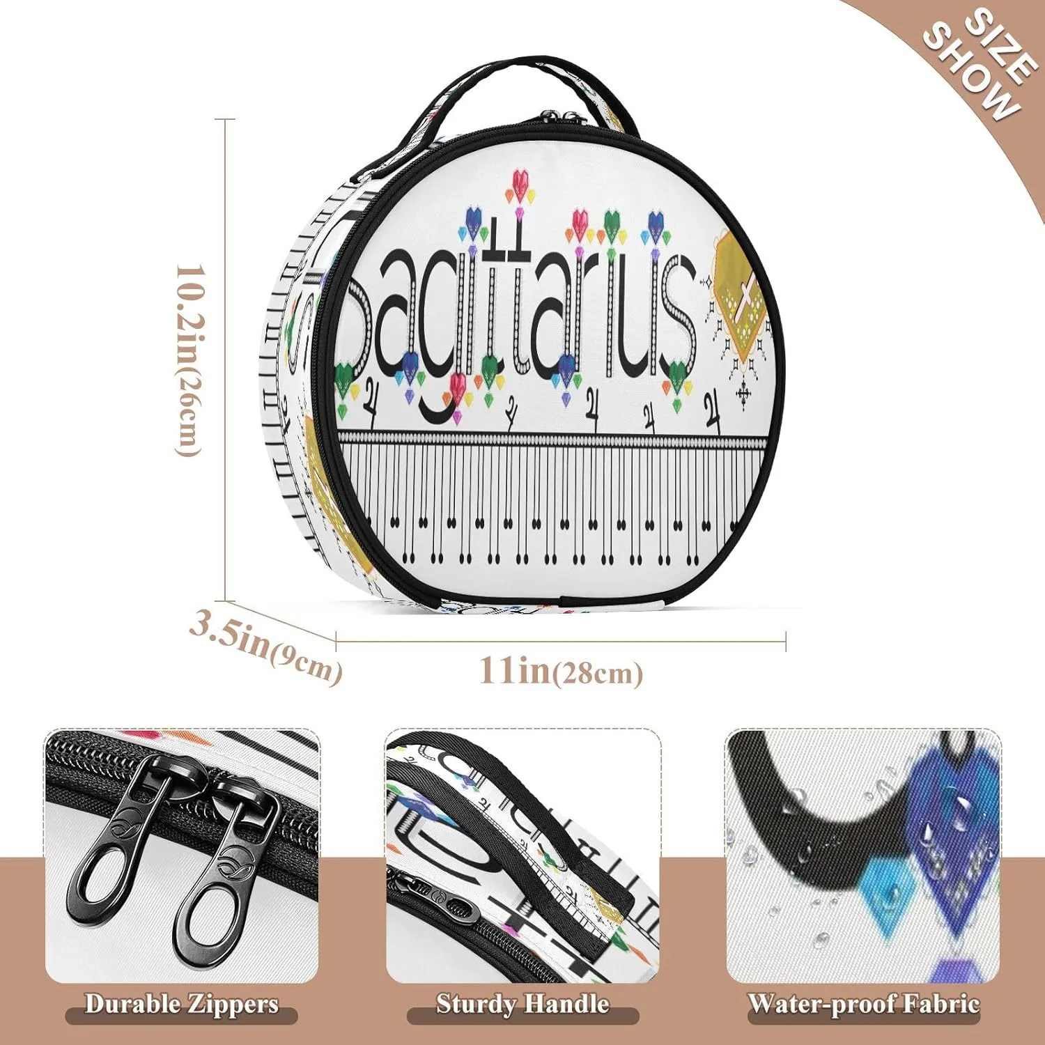 ALAZA Sagittarius Zodiac Moon Sign Travel Make Up Organizer Cosmetic Brush Bags Case