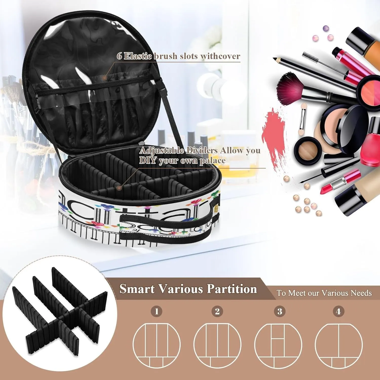 ALAZA Sagittarius Zodiac Moon Sign Travel Make Up Organizer Cosmetic Brush Bags Case