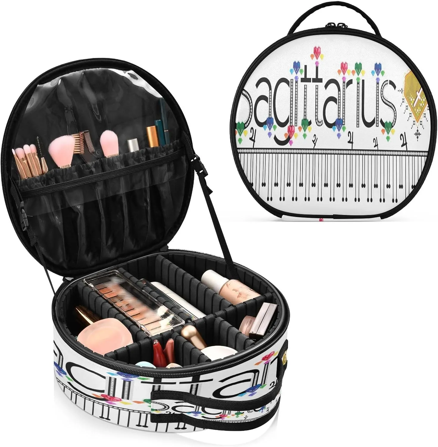 ALAZA Sagittarius Zodiac Moon Sign Travel Make Up Organizer Cosmetic Brush Bags Case