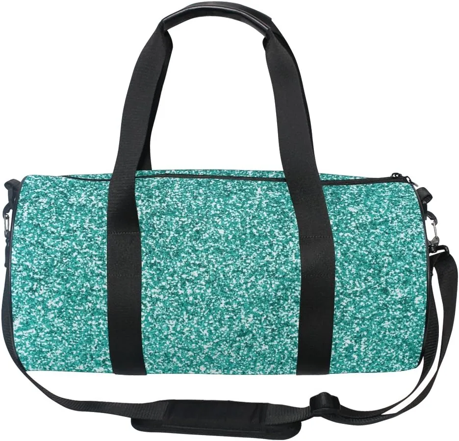 ALAZA Stylish Turquoise Blue Glitter Sports Gym Duffel Bag Travel Luggage Handbag for Men Women