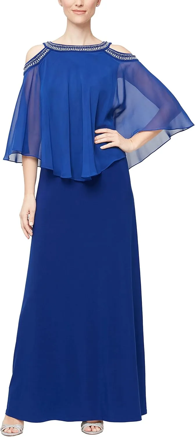 Alex Evenings Women's Cold Shoulder Popover Dress