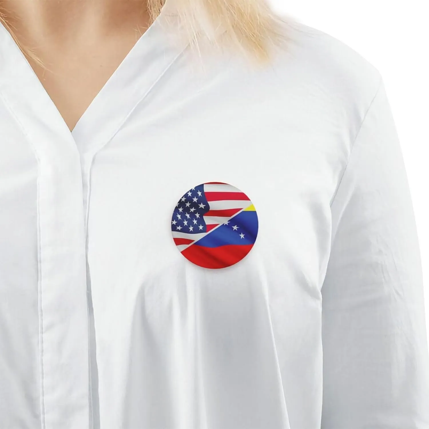 American Flag and Venezuelan Flag Express Your Unique Style with Our Fashionable Round Badges