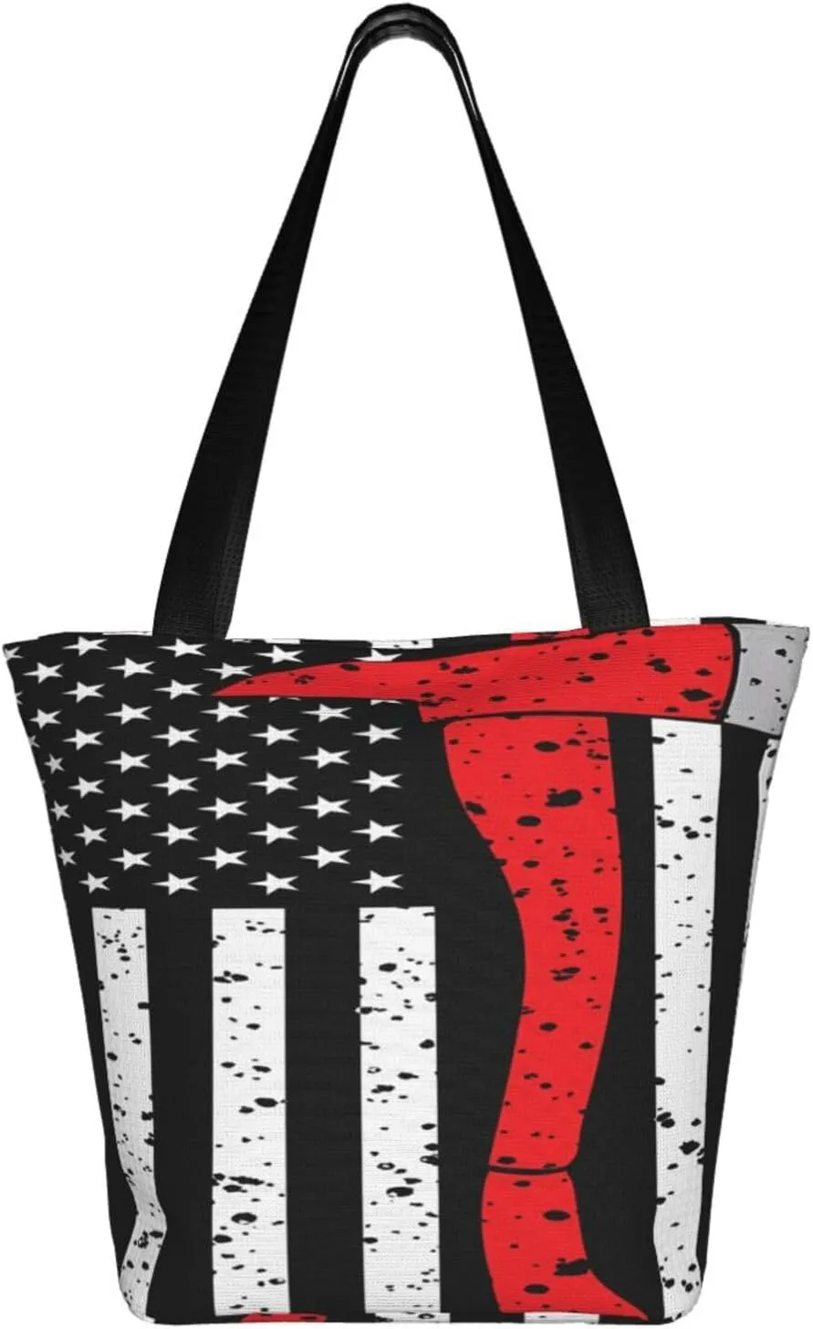 American Motorcycle Flag Dirt Bike Women's Tote Bag Shoulder Bag Shopping Handbag Large Capacity Handbag With Zipper