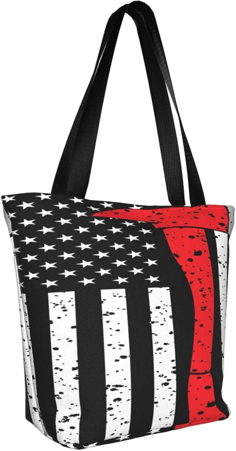 American Motorcycle Flag Dirt Bike Women's Tote Bag Shoulder Bag Shopping Handbag Large Capacity Handbag With Zipper