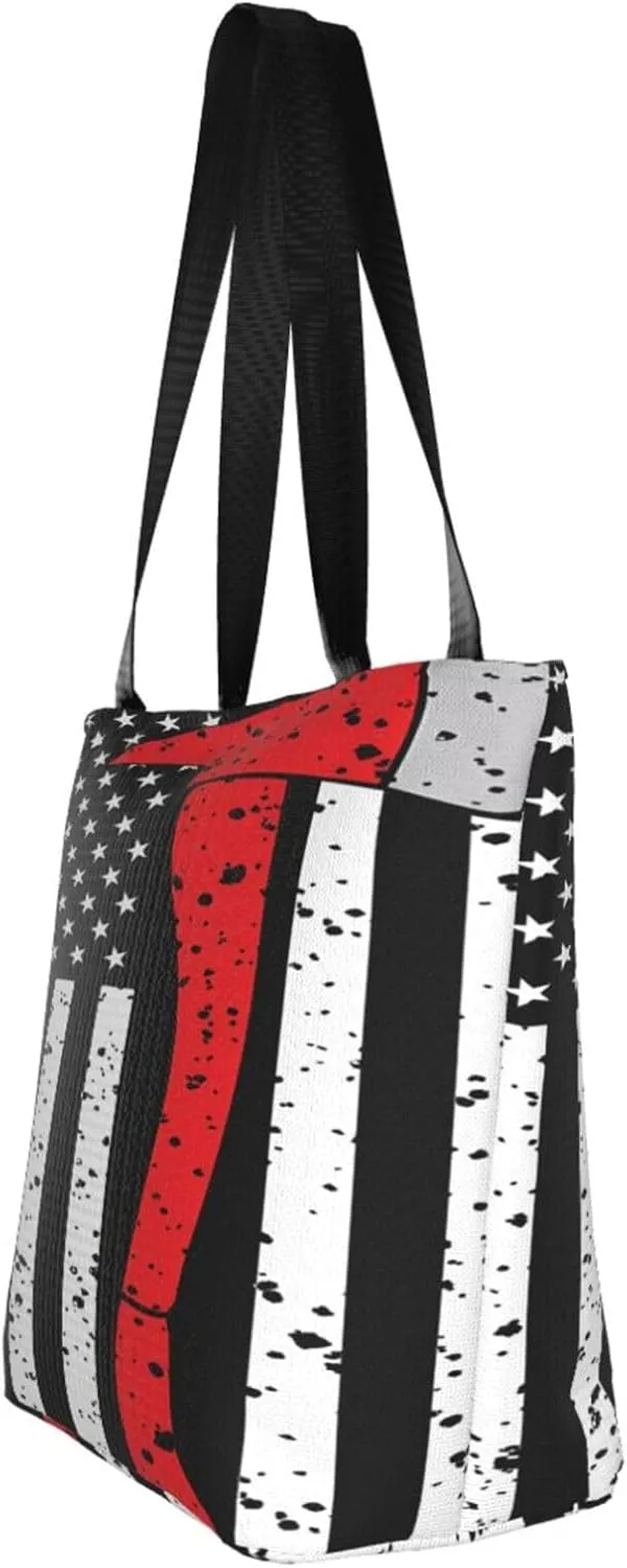 American Motorcycle Flag Dirt Bike Women's Tote Bag Shoulder Bag Shopping Handbag Large Capacity Handbag With Zipper