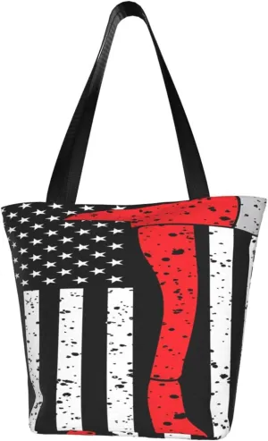 American Motorcycle Flag Dirt Bike Women's Tote Bag Shoulder Bag Shopping Handbag Large Capacity Handbag With Zipper