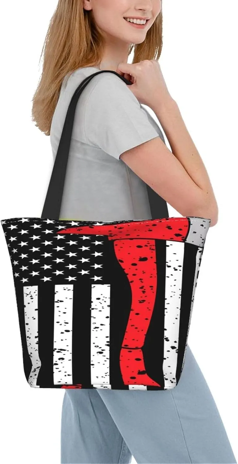 American Motorcycle Flag Dirt Bike Women's Tote Bag Shoulder Bag Shopping Handbag Large Capacity Handbag With Zipper