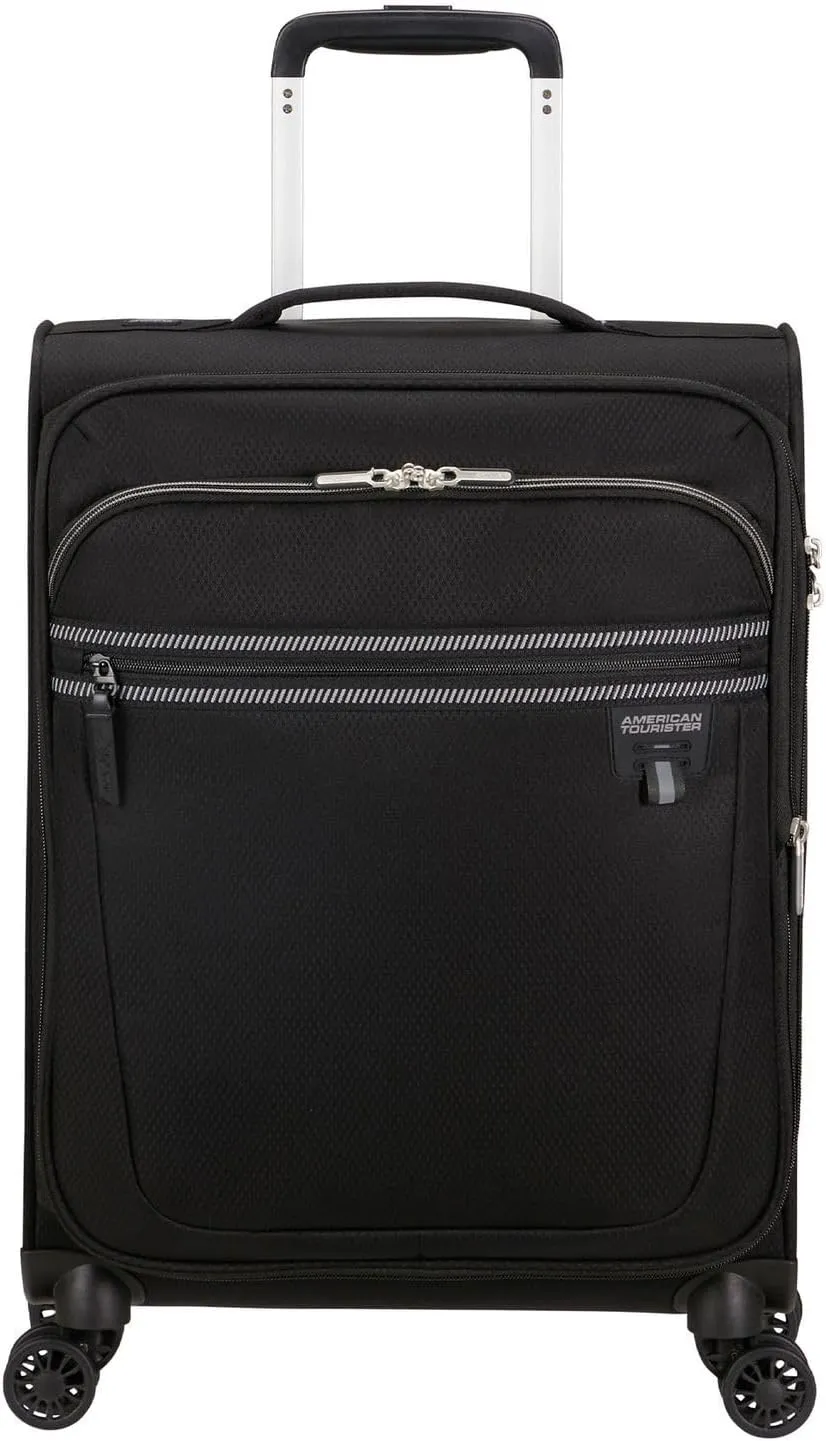American Tourister Soft Cabin Trolley - Expandable Cabin - 4 Swivel Wheels - Integrated 3 Digit Combination Lock with TSA Function - Features a Large Prin Compartment, 1041 Black