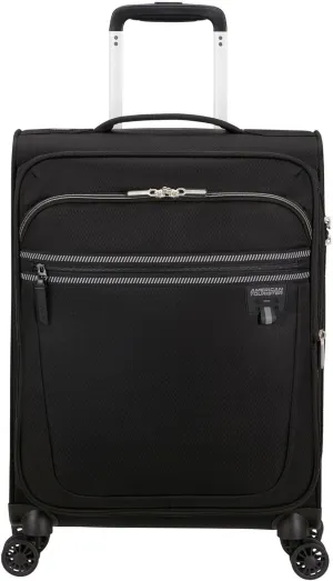 American Tourister Soft Cabin Trolley - Expandable Cabin - 4 Swivel Wheels - Integrated 3 Digit Combination Lock with TSA Function - Features a Large Prin Compartment, 1041 Black
