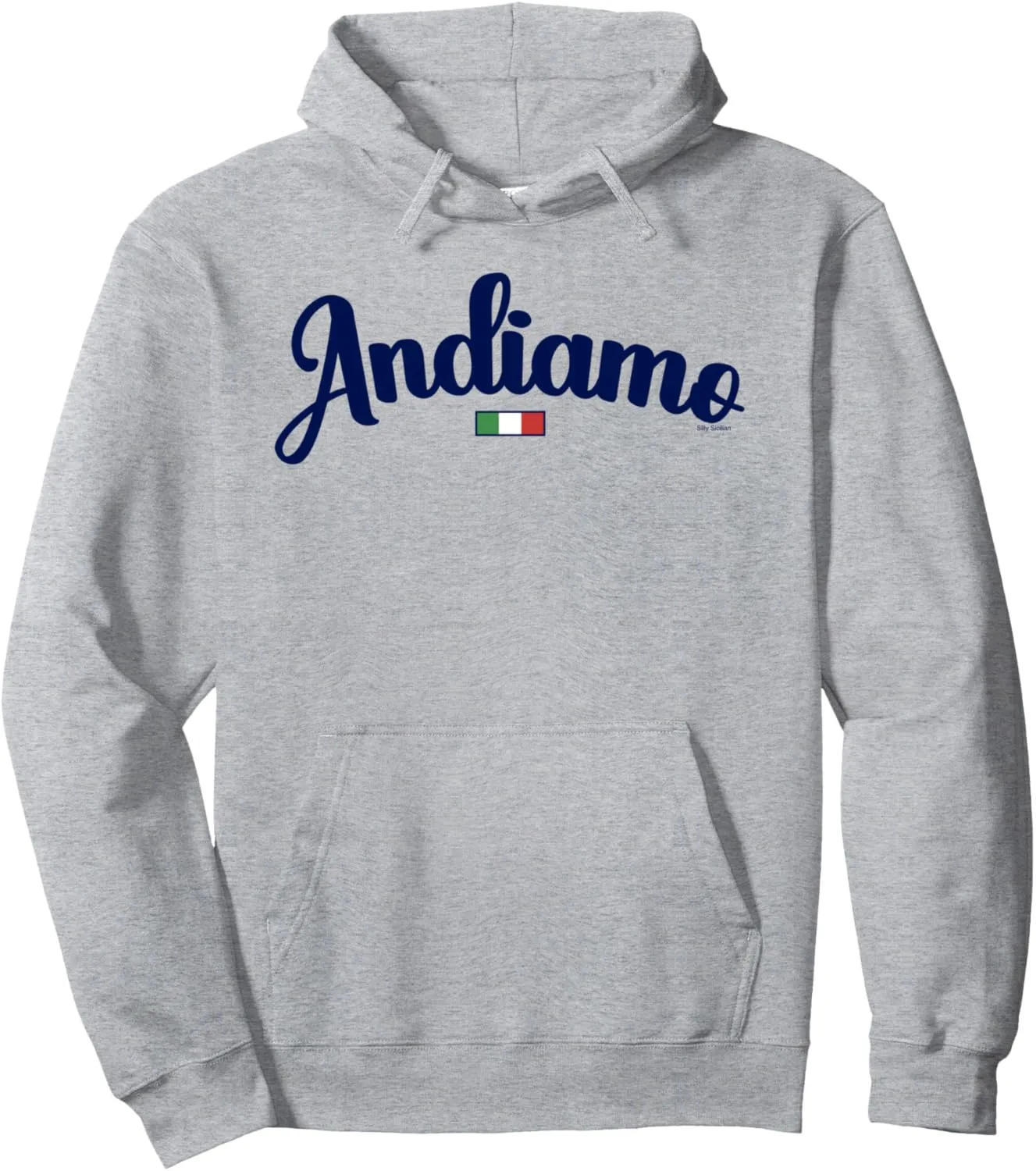 Andiamo Let's Go To Italy Italian Travel Navy Script & Flag Pullover Hoodie