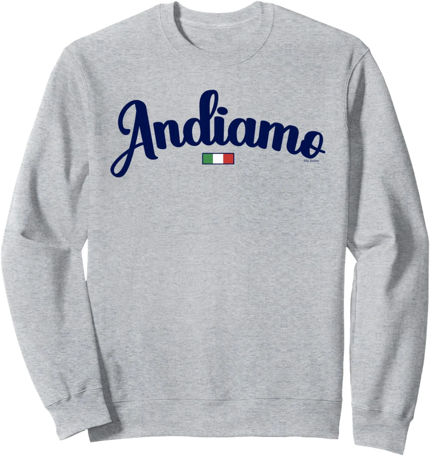 Andiamo Let's Go To Italy Italian Travel Navy Script & Flag Sweatshirt
