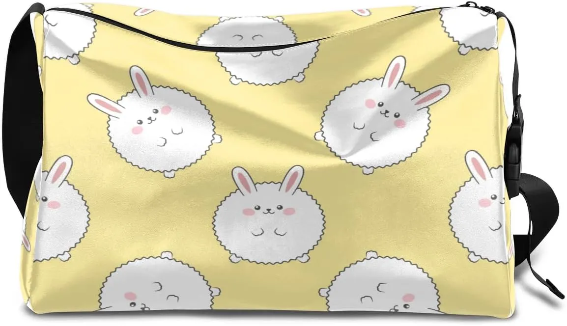 Animal Fat Rabbit Hare Small Gym Bag for Men Women Workout Sport Duffle Bag Waterproof Weekender Overnight Bag Lightweight Carry on Tote Bag Crossbody Shoulder Travel Bag for Swim Yoge Dance