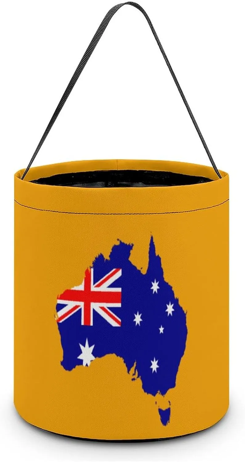 Australia Flag Map Halloween Easter Trick Or Treat Bags for Candy Funny Candy Bucket Tote Bag Reusable Gift Bags