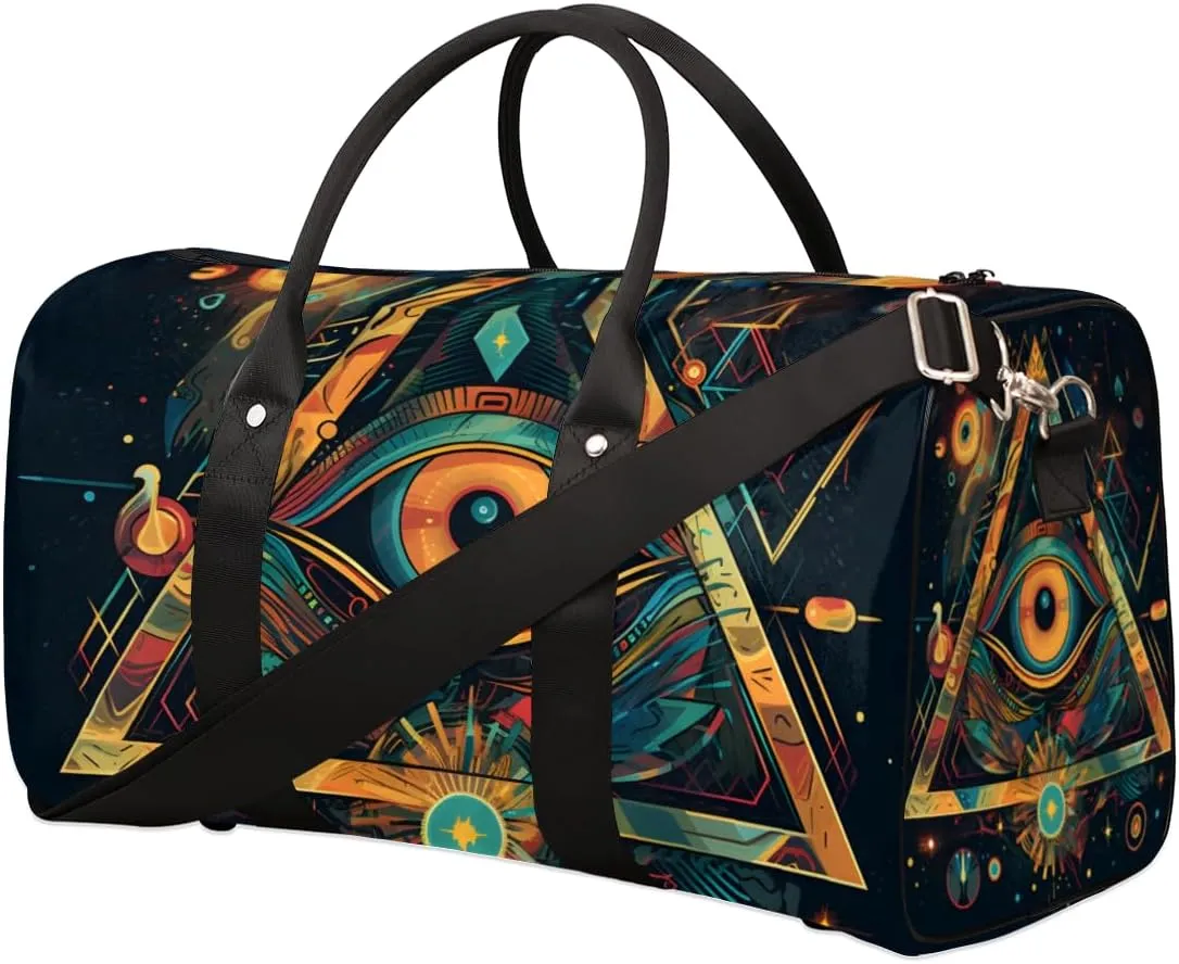 Azte Eyes Travel Duffle Bag for Women Men Gym Duffel Foldable Bag Waterproof Weekender Boho Abstract Duffle Tote