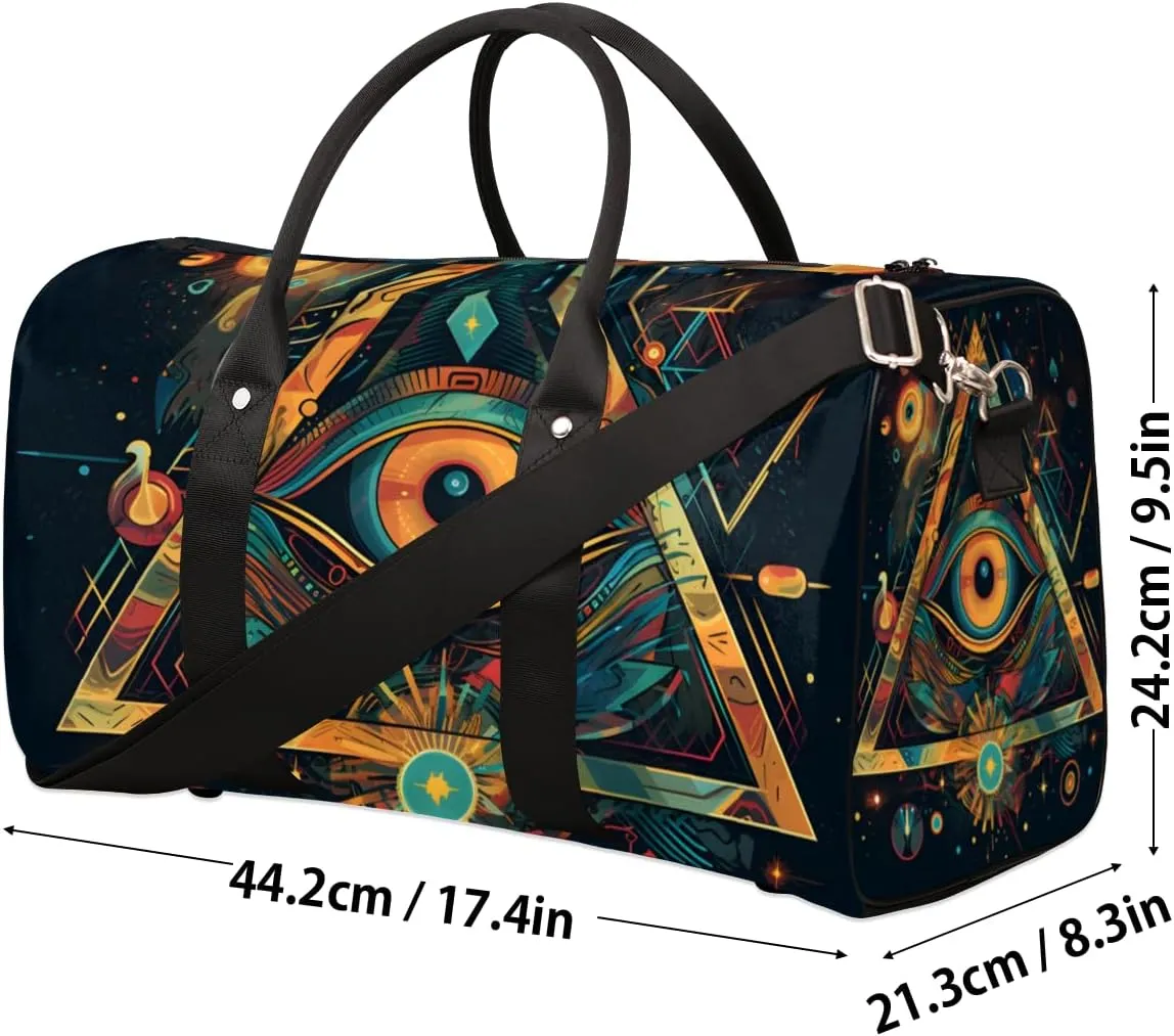 Azte Eyes Travel Duffle Bag for Women Men Gym Duffel Foldable Bag Waterproof Weekender Boho Abstract Duffle Tote