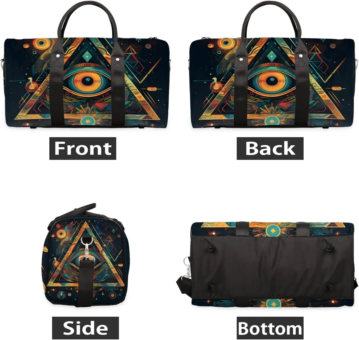 Azte Eyes Travel Duffle Bag for Women Men Gym Duffel Foldable Bag Waterproof Weekender Boho Abstract Duffle Tote
