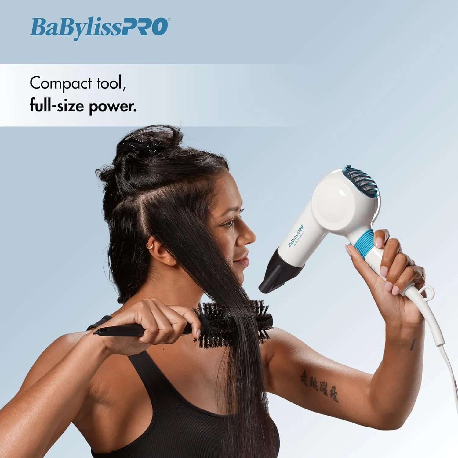 BaBylissPRO Compact Midi Hair Dryer, 1000 watts, great for travel or touchups, includes diffuser and concentrator