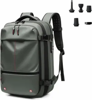 Backpack 60L Expandable Vacuum Compression Travel with Pump, Waterproof Lightweight Carry-On for Business Trip & Outdoor (GRAY)