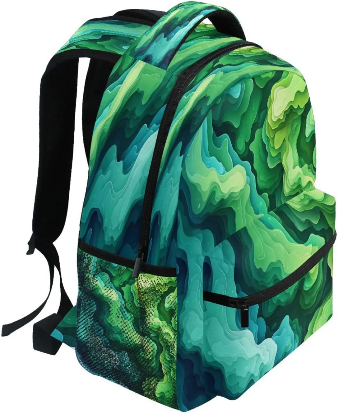 Backpacks for Teens Boys Girls Waterproof Stylish Travel Bags with Chest Strap for Travel Trip Spinach Landscape Style