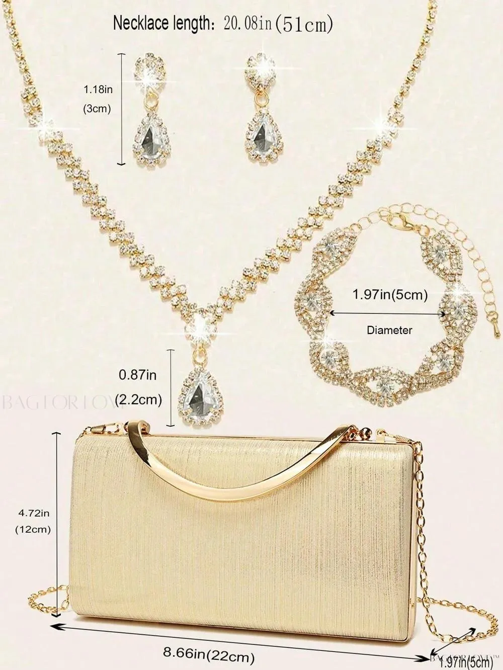 BagForLove - Bling Accessories for Ladies' Purses and Handbags Necklace, Earrings, and Bracelets