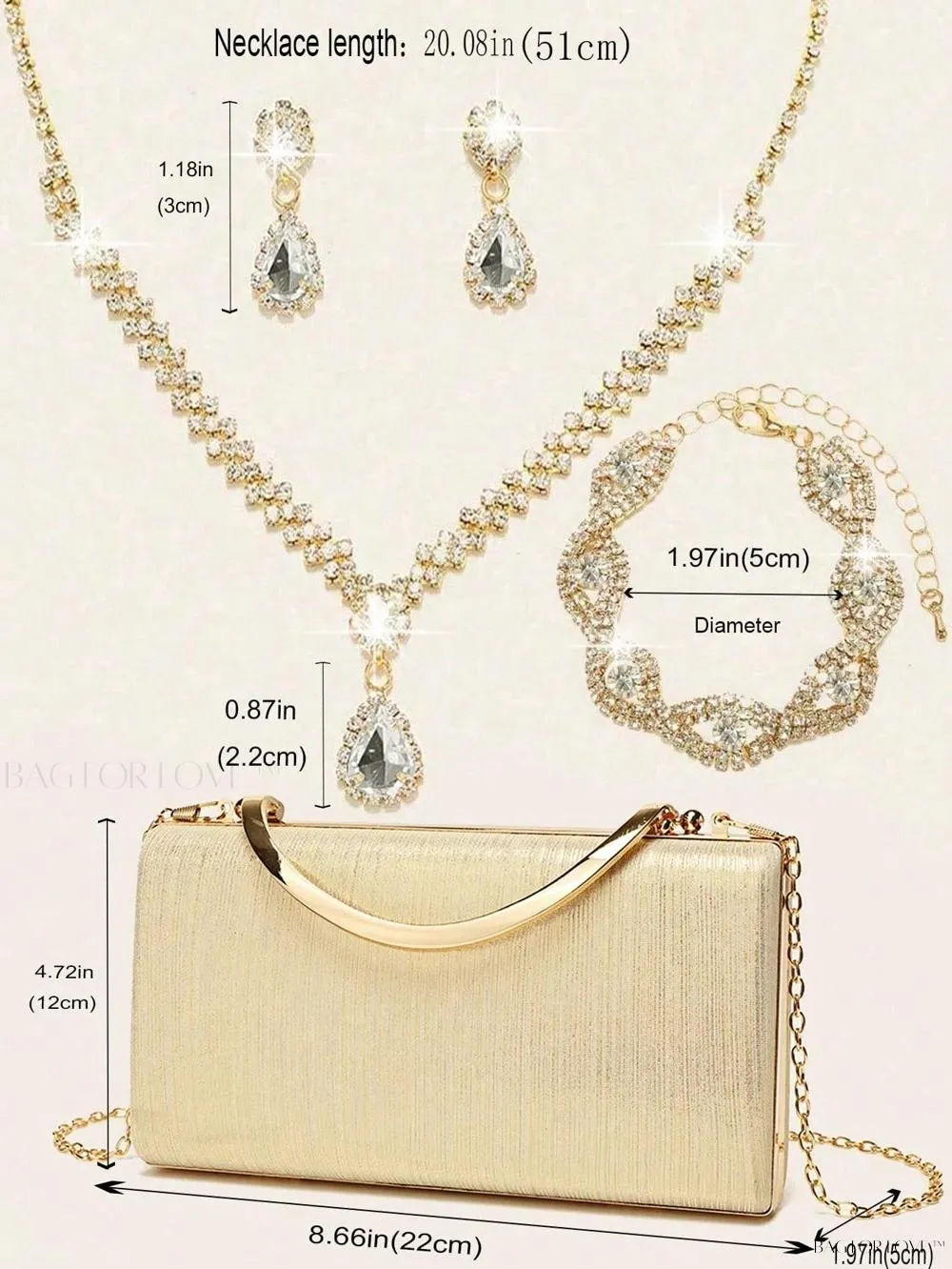 BagForLove - Bling Accessories for Ladies' Purses and Handbags Necklace, Earrings, and Bracelets