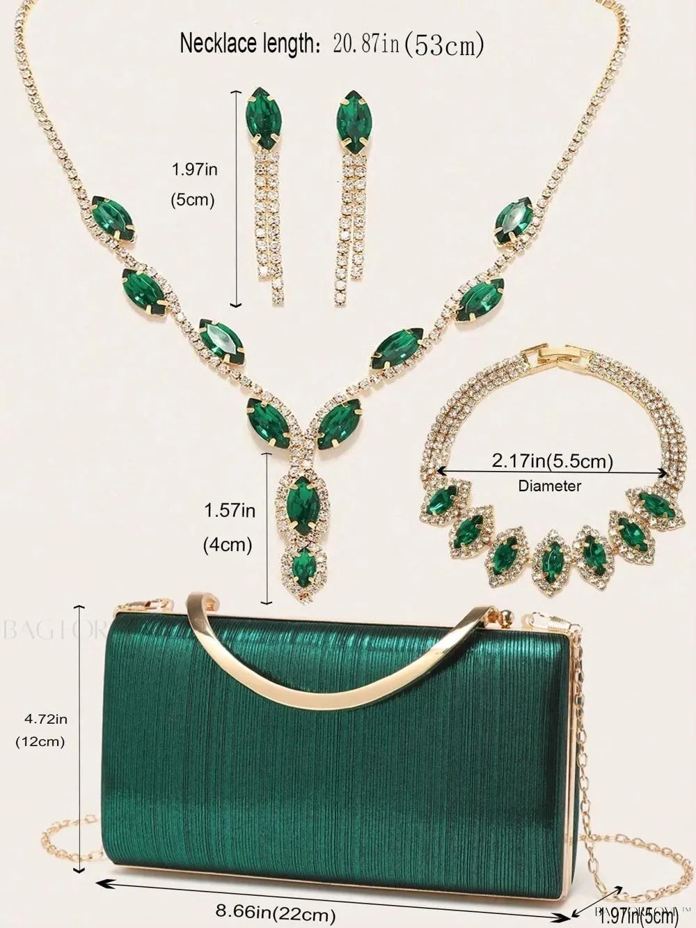 BagForLove - Bling Accessories for Ladies' Purses and Handbags Necklace, Earrings, and Bracelets