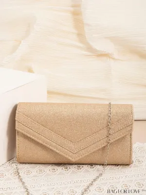BagForLove - Champagne Glam Small Glitter Flap Square Bag - Exquisitely Glamorous