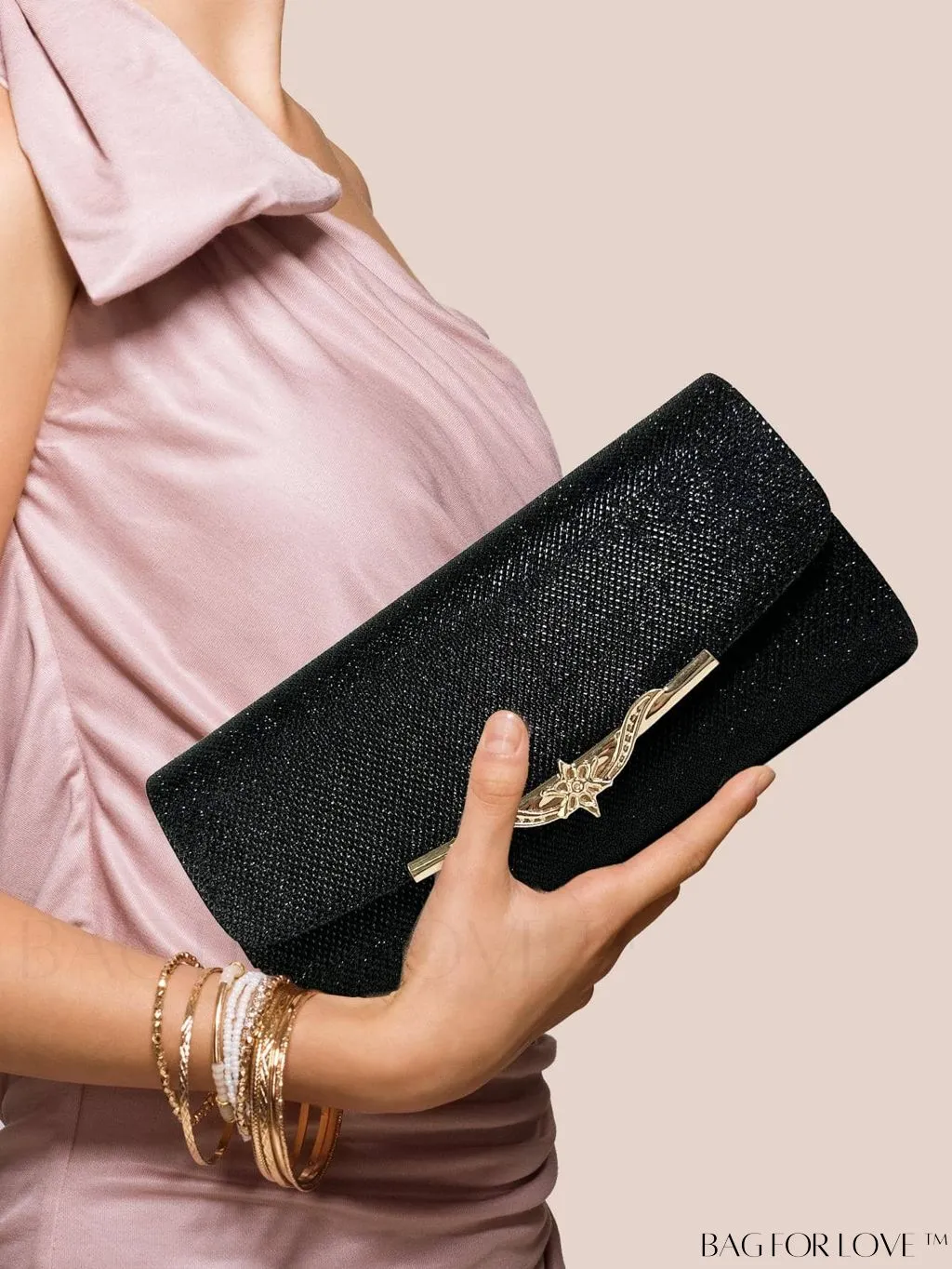BagForLove - Chic and Compact Glitter Envelope Clutch - Small, Glamorous Flap Design