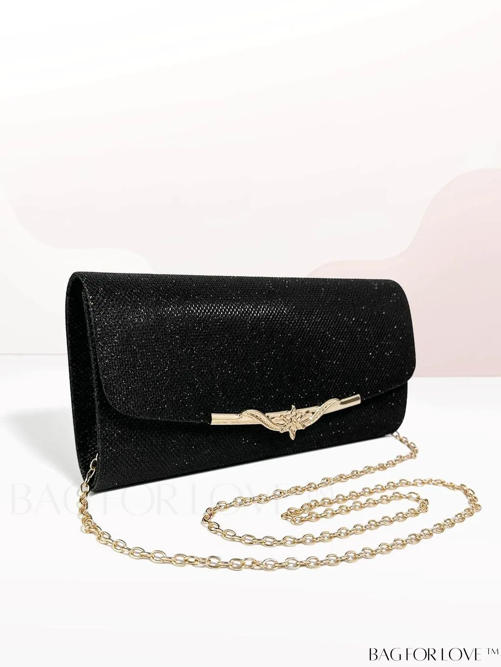 BagForLove - Chic and Compact Glitter Envelope Clutch - Small, Glamorous Flap Design