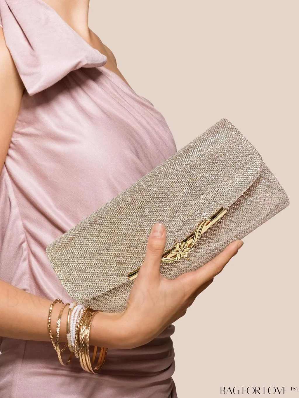 BagForLove - Chic and Compact Glitter Envelope Clutch - Small, Glamorous Flap Design
