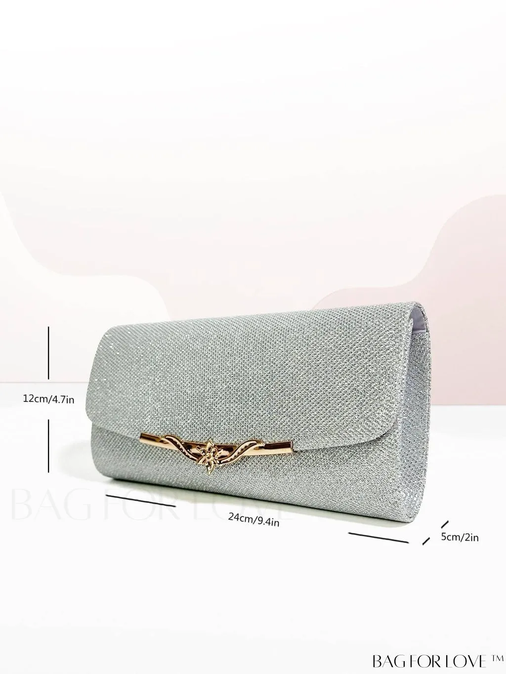 BagForLove - Chic and Compact Glitter Envelope Clutch - Small, Glamorous Flap Design